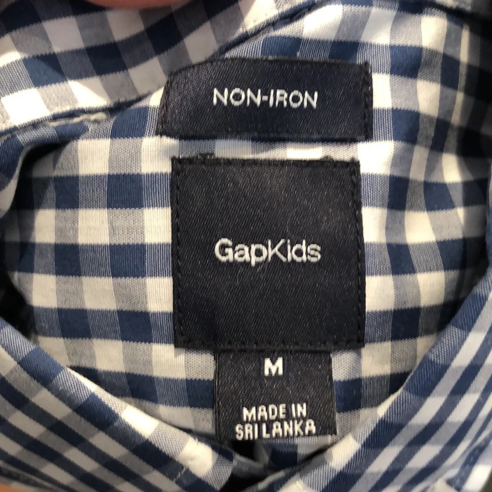 GAP Kids Blue and white checkered gingham shirt size medium